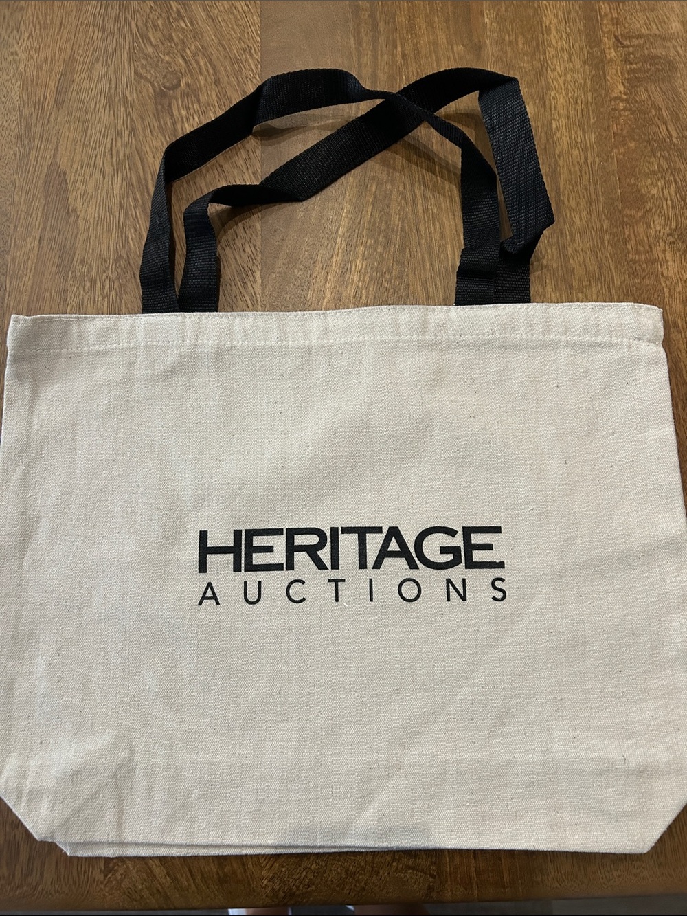 Canvas Tote Bag in Natural with Black Handles
